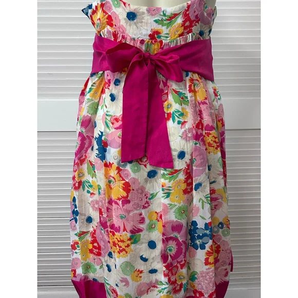 Johnny Was NWT Floral Midi Dress Pink White Embroidered Beaded Size M - Picture 9 of 16